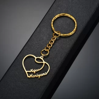 Heart Couple Name Keychain